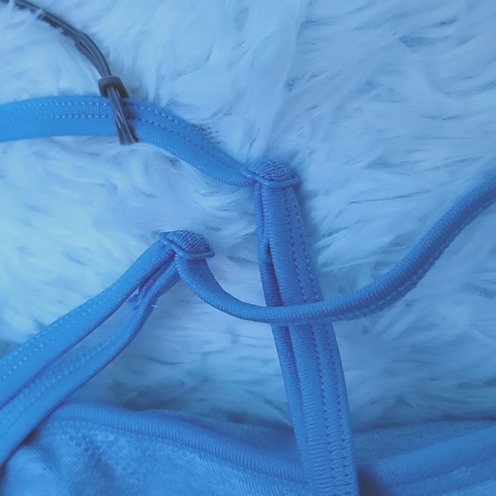 HP🎉 DYE DOYOUEVEN Impact Baby Blue Crop Sports Bra - Size L - Picture 5 of 8